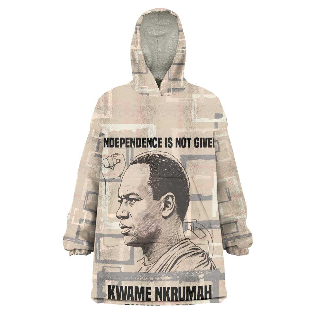 Kwame Nkrumah Wearable Blanket Hoodie with Raised Fist Design and Independence Quote Ghana 1957 Tribute - Wonder Print Shop
