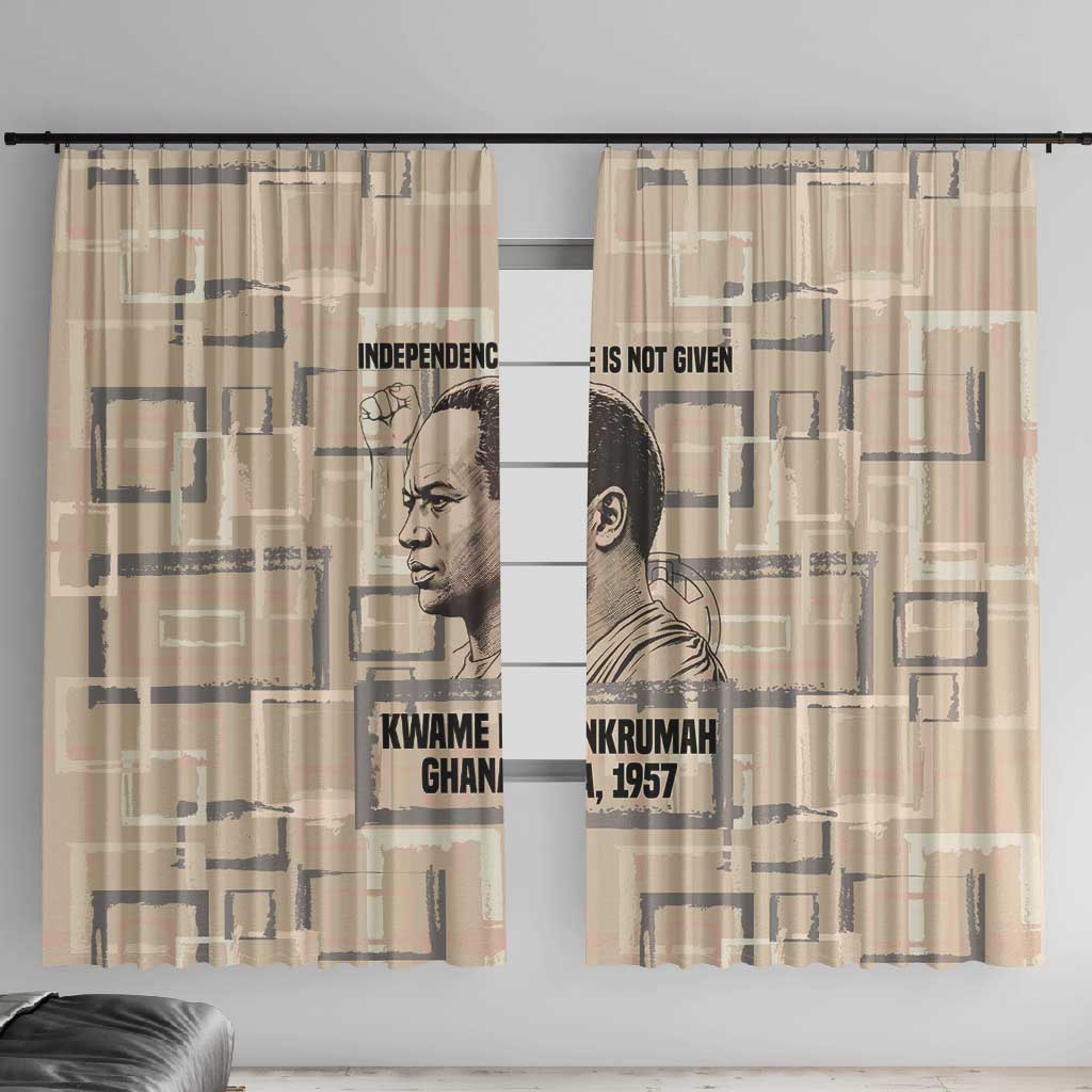 Kwame Nkrumah Window Curtain with Raised Fist Design and Independence Quote Ghana 1957 Tribute - Wonder Print Shop