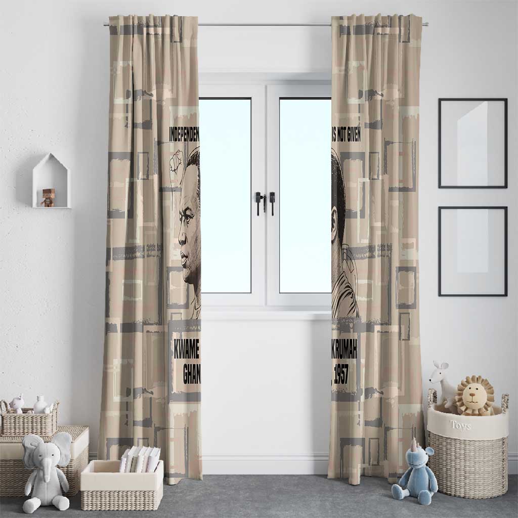 Kwame Nkrumah Window Curtain with Raised Fist Design and Independence Quote Ghana 1957 Tribute - Wonder Print Shop