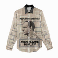Kwame Nkrumah Women Casual Shirt with Raised Fist Design and Independence Quote Ghana 1957 Tribute - Wonder Print Shop