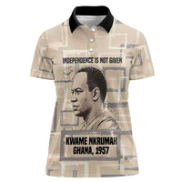 Kwame Nkrumah Women Polo Shirt with Raised Fist Design and Independence Quote Ghana 1957 Tribute - Wonder Print Shop
