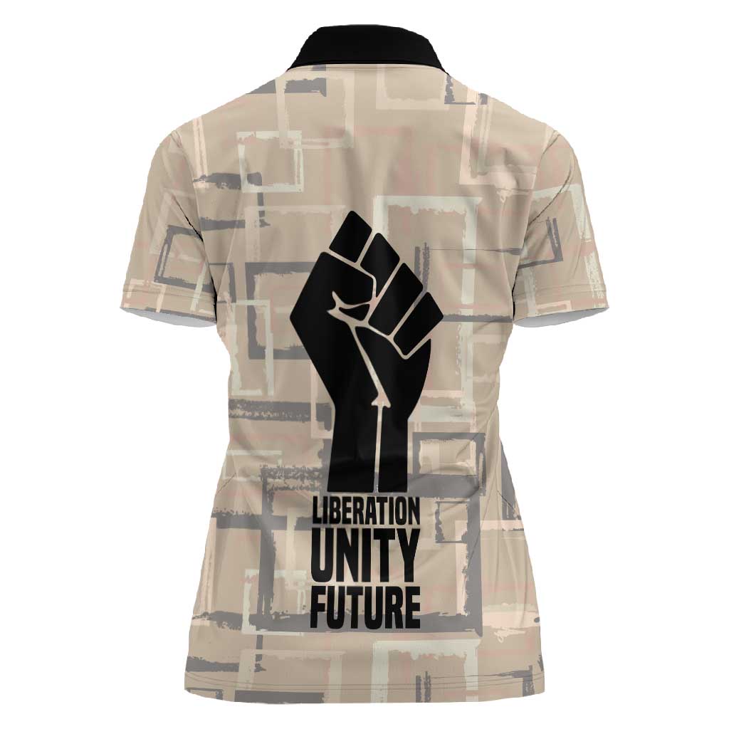 Kwame Nkrumah Women Polo Shirt with Raised Fist Design and Independence Quote Ghana 1957 Tribute - Wonder Print Shop