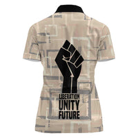 Kwame Nkrumah Women Polo Shirt with Raised Fist Design and Independence Quote Ghana 1957 Tribute - Wonder Print Shop
