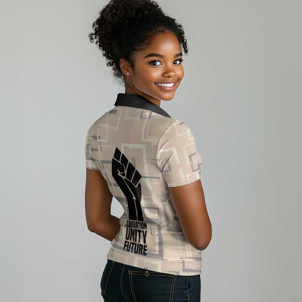 Kwame Nkrumah Women Polo Shirt with Raised Fist Design and Independence Quote Ghana 1957 Tribute - Wonder Print Shop
