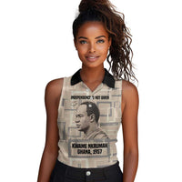 Kwame Nkrumah Women Sleeveless Polo Shirt with Raised Fist Design and Independence Quote Ghana 1957 Tribute - Wonder Print Shop