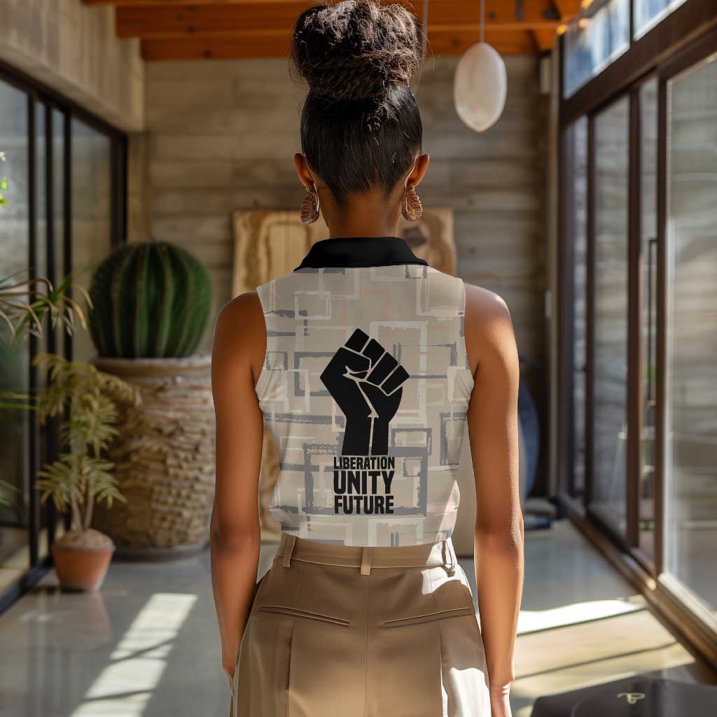 Kwame Nkrumah Women Sleeveless Polo Shirt with Raised Fist Design and Independence Quote Ghana 1957 Tribute - Wonder Print Shop