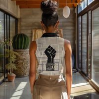 Kwame Nkrumah Women Sleeveless Polo Shirt with Raised Fist Design and Independence Quote Ghana 1957 Tribute - Wonder Print Shop