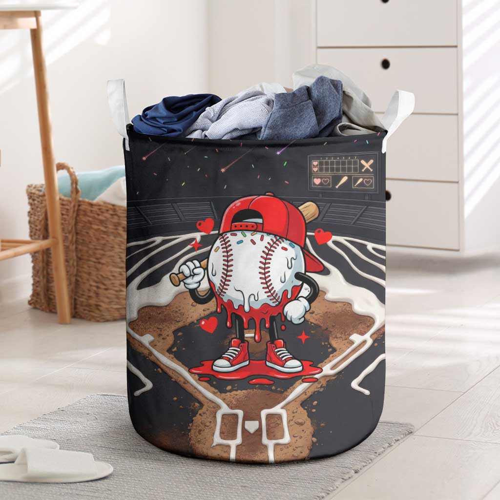 Baseball Drip Icecream Laundry Basket Boy Valentine Day Melting Cream Pattern