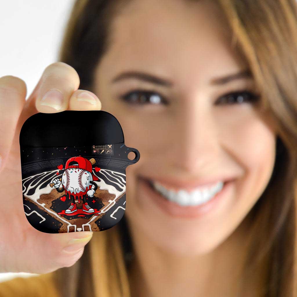 Baseball Drip Icecream AirPods Case Boy Valentine Day Melting Cream Pattern