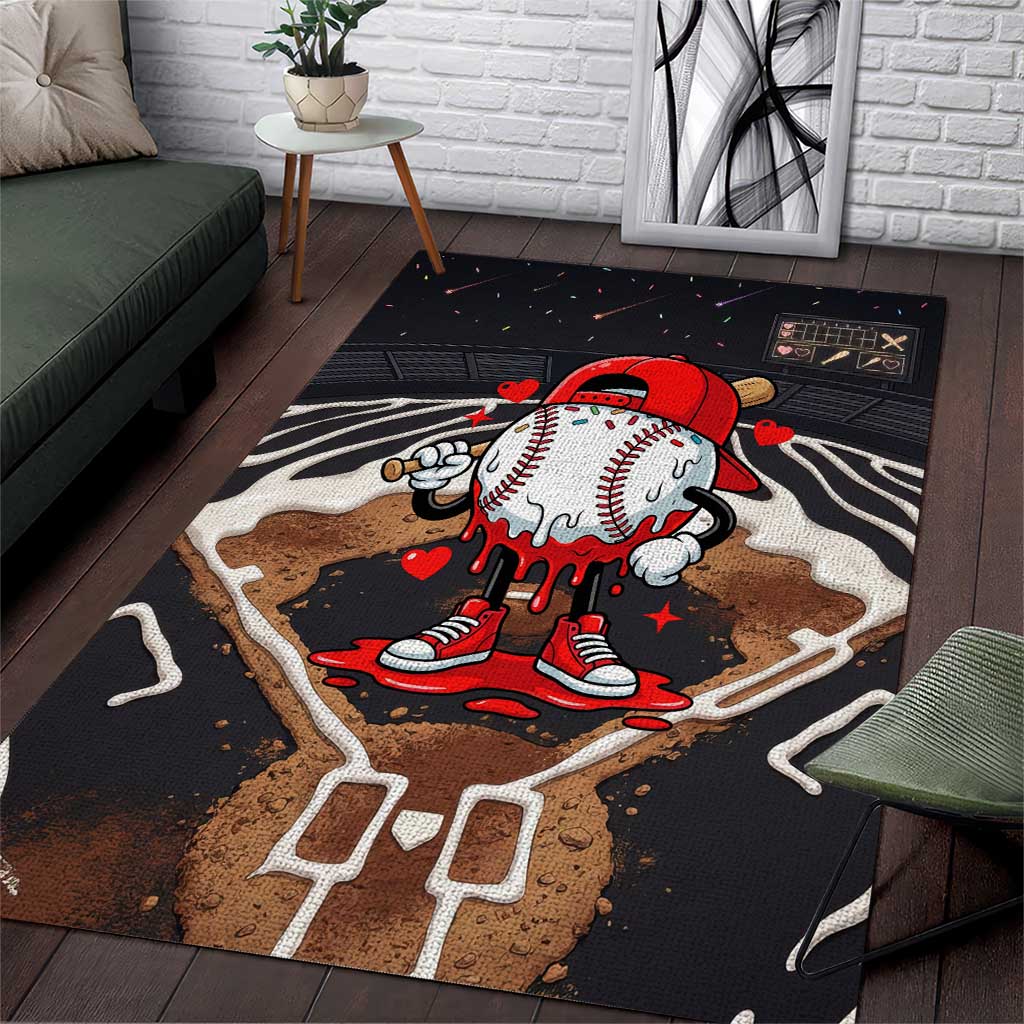 Baseball Drip Icecream Area Rug Boy Valentine Day Melting Cream Pattern