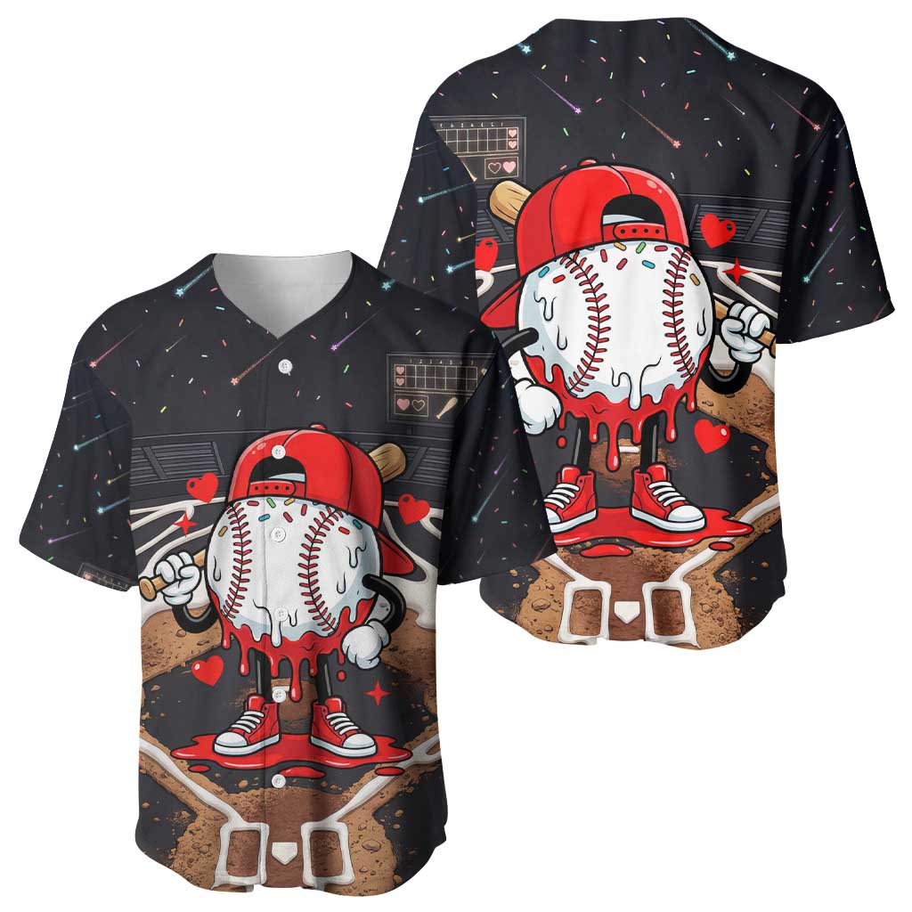 Baseball Drip Icecream Baseball Jersey Boy Valentine Day Melting Cream Pattern