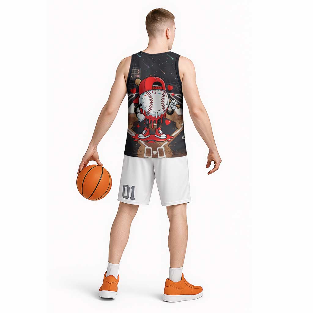 Baseball Drip Icecream Basketball Jersey Boy Valentine Day Melting Cream Pattern