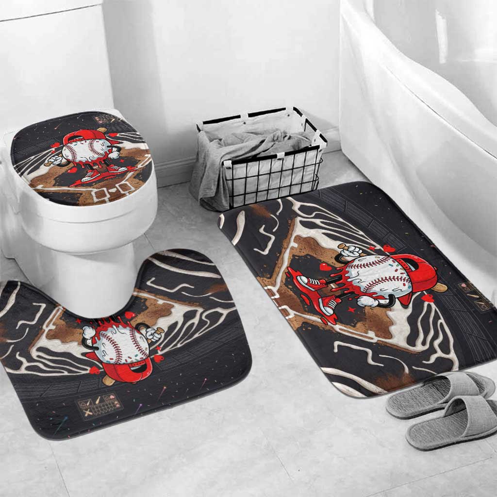 Baseball Drip Icecream Bathroom Set Boy Valentine Day Melting Cream Pattern