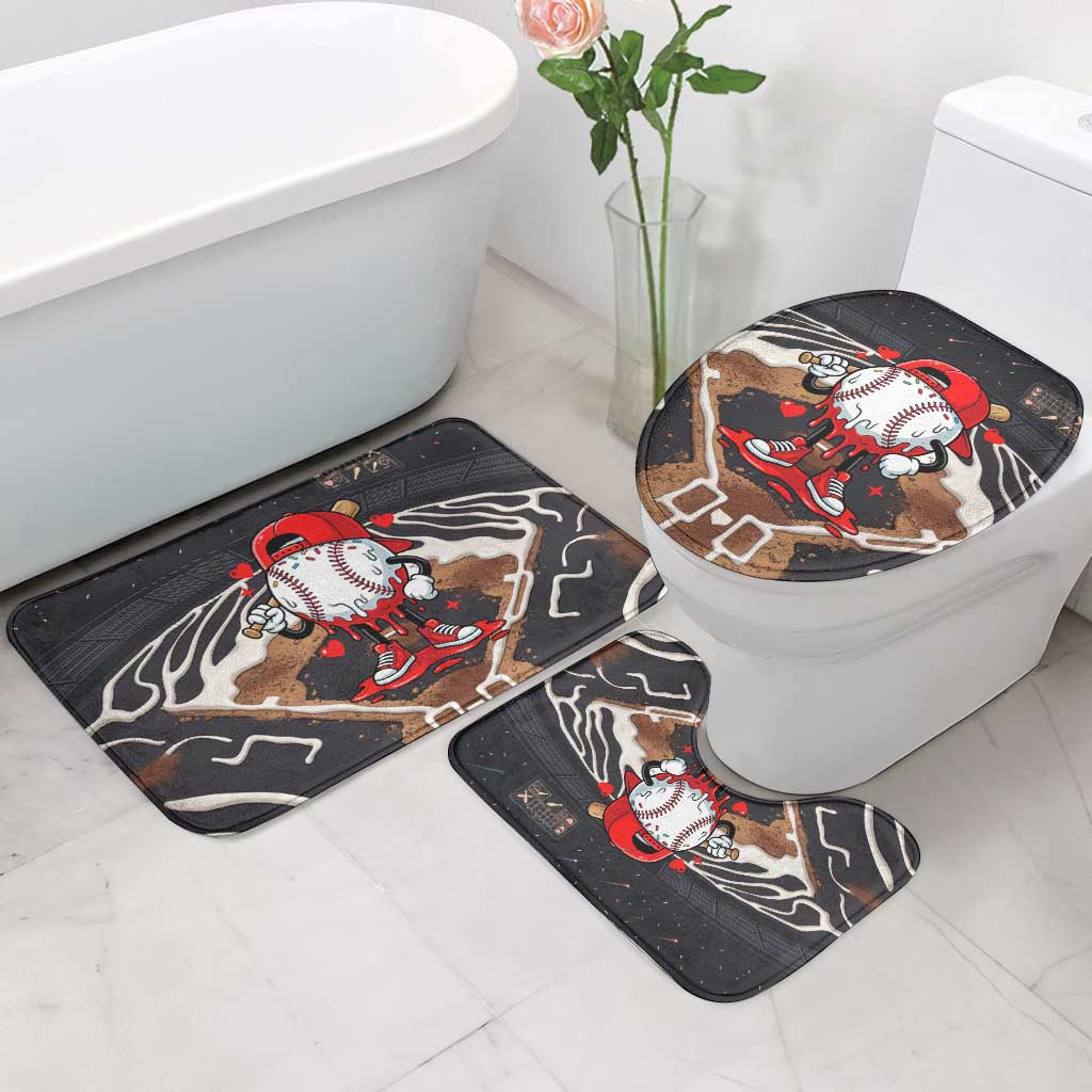 Baseball Drip Icecream Bathroom Set Boy Valentine Day Melting Cream Pattern