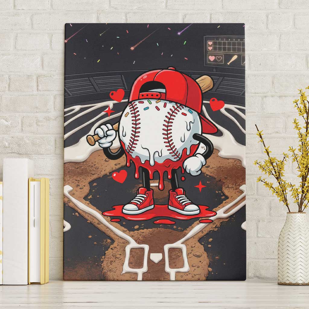 Baseball Drip Icecream Canvas Wall Art Boy Valentine Day Melting Cream Pattern