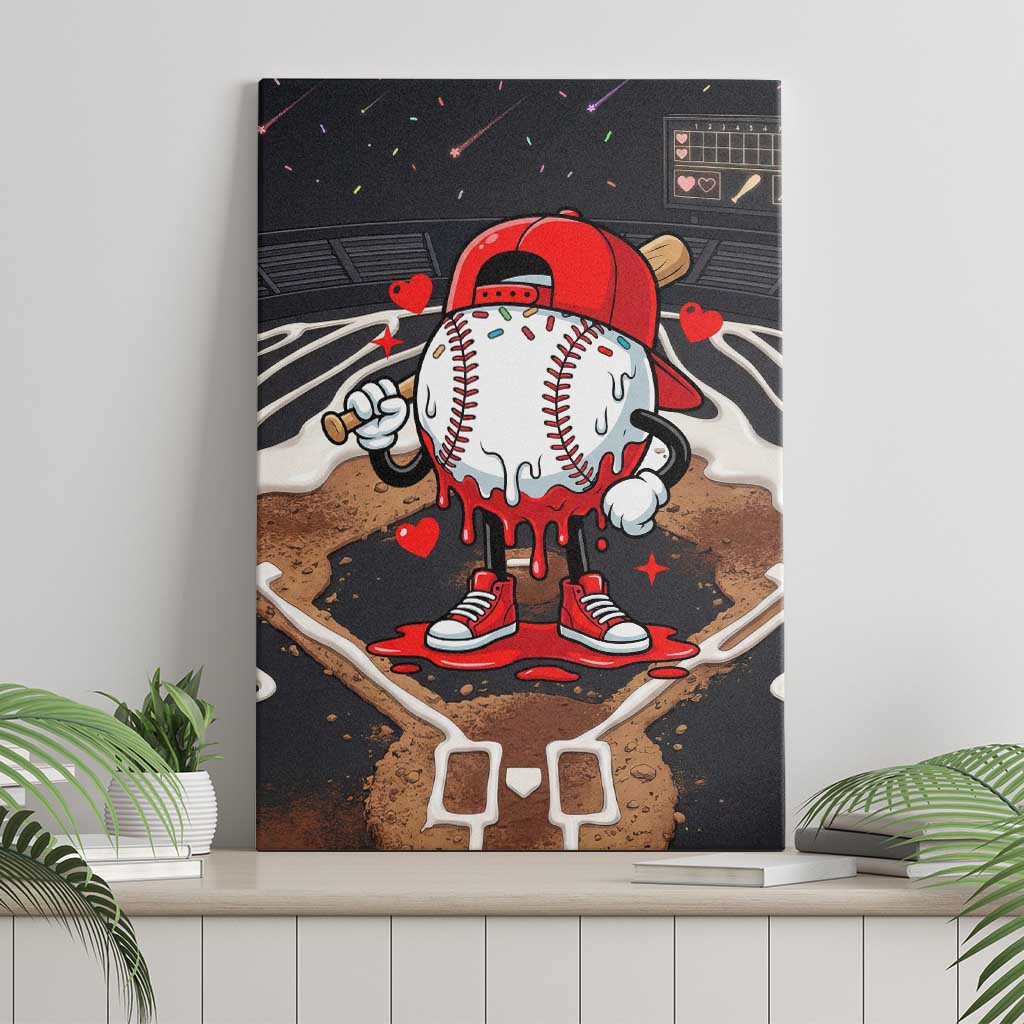 Baseball Drip Icecream Canvas Wall Art Boy Valentine Day Melting Cream Pattern