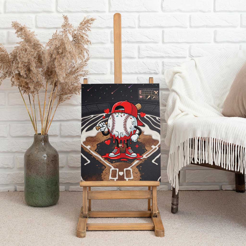 Baseball Drip Icecream Canvas Wall Art Boy Valentine Day Melting Cream Pattern