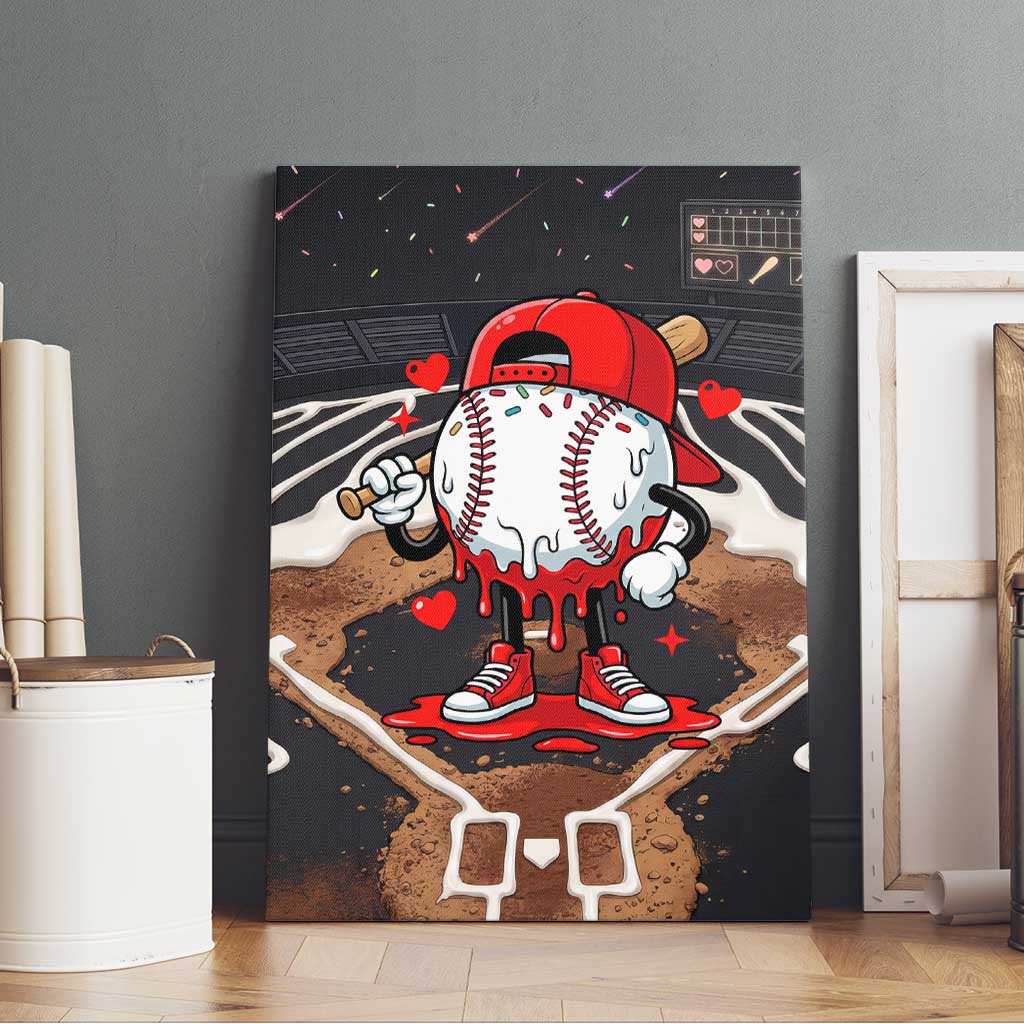 Baseball Drip Icecream Canvas Wall Art Boy Valentine Day Melting Cream Pattern