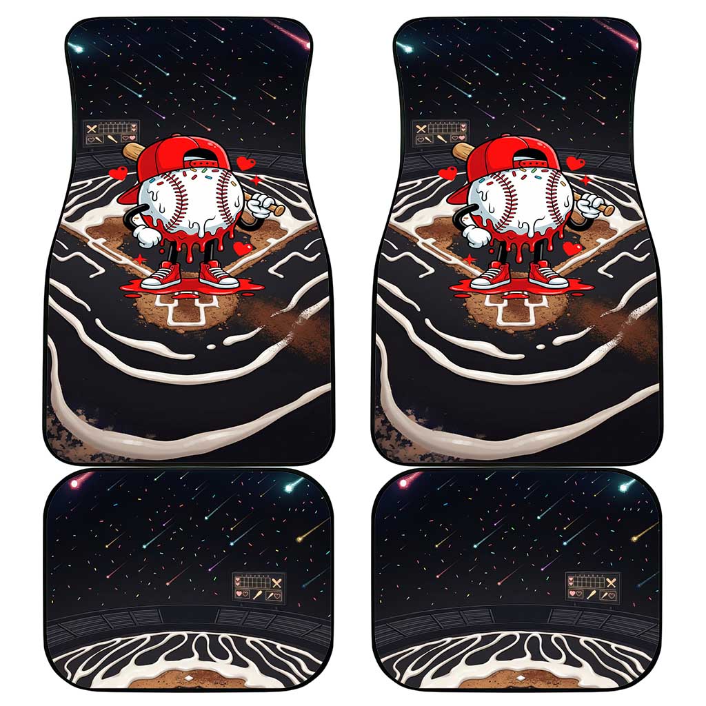 Baseball Drip Icecream Car Mats Boy Valentine Day Melting Cream Pattern