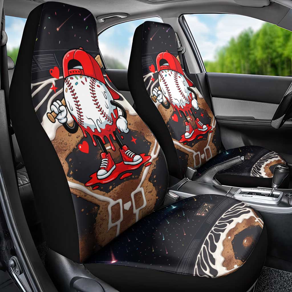 Baseball Drip Icecream Car Seat Cover Boy Valentine Day Melting Cream Pattern