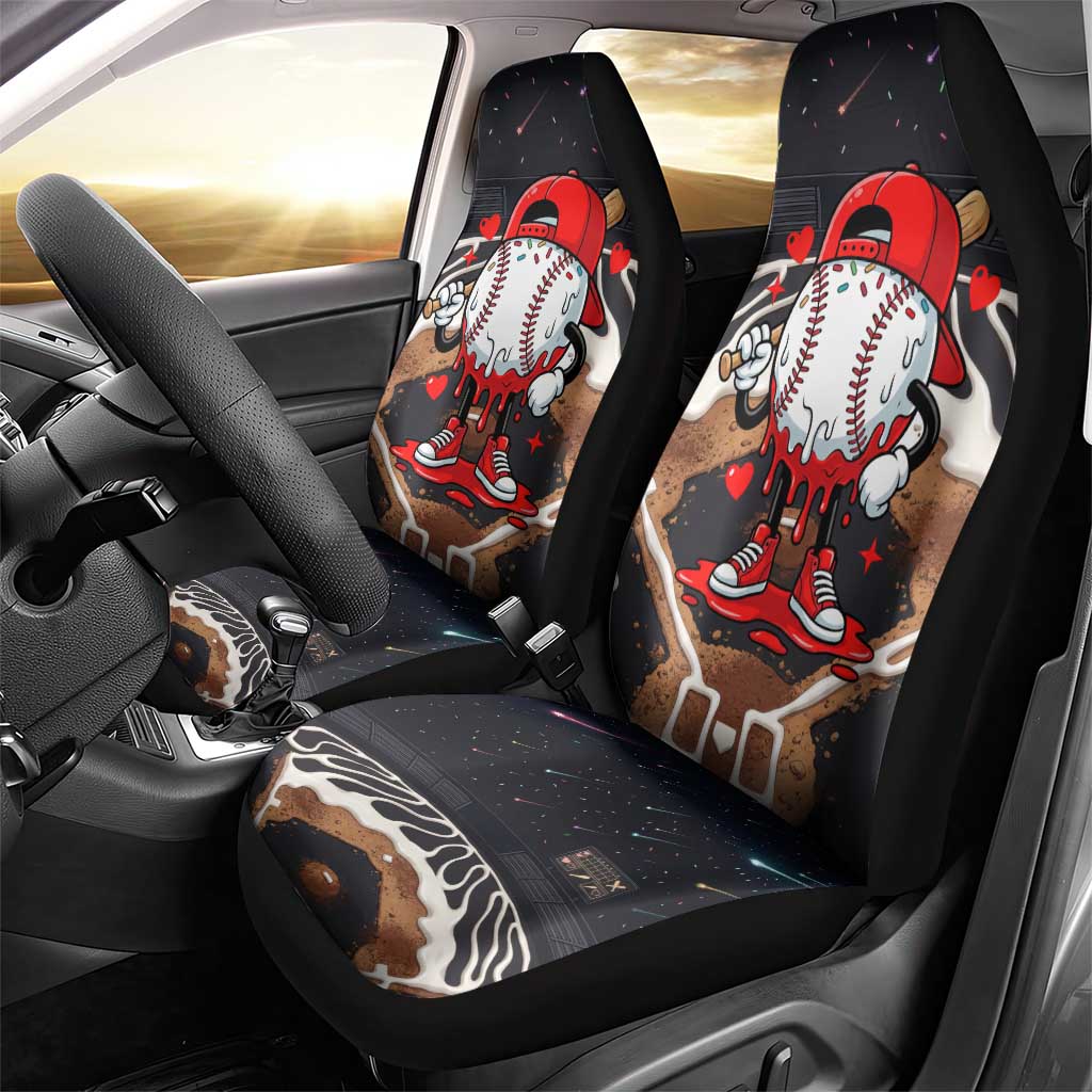 Baseball Drip Icecream Car Seat Cover Boy Valentine Day Melting Cream Pattern