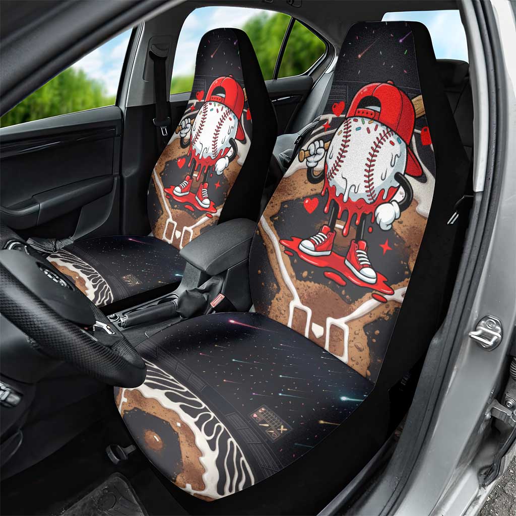Baseball Drip Icecream Car Seat Cover Boy Valentine Day Melting Cream Pattern