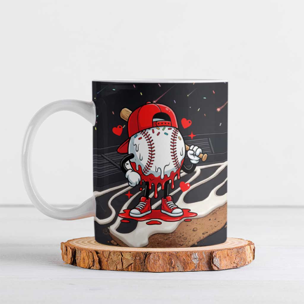 Baseball Drip Icecream Ceramic Mug Boy Valentine Day Melting Cream Pattern