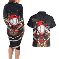 Baseball Drip Icecream Couples Matching Long Sleeve Bodycon Dress and Hawaiian Shirt Boy Valentine Day Melting Cream Pattern