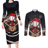 Baseball Drip Icecream Couples Matching Long Sleeve Bodycon Dress and Long Sleeve Button Shirt Boy Valentine Day Melting Cream Pattern