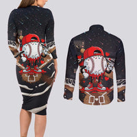 Baseball Drip Icecream Couples Matching Long Sleeve Bodycon Dress and Long Sleeve Button Shirt Boy Valentine Day Melting Cream Pattern