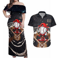 Baseball Drip Icecream Couples Matching Off Shoulder Maxi Dress and Hawaiian Shirt Boy Valentine Day Melting Cream Pattern