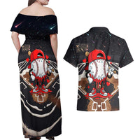 Baseball Drip Icecream Couples Matching Off Shoulder Maxi Dress and Hawaiian Shirt Boy Valentine Day Melting Cream Pattern