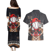 Baseball Drip Icecream Couples Matching Puletasi and Hawaiian Shirt Boy Valentine Day Melting Cream Pattern