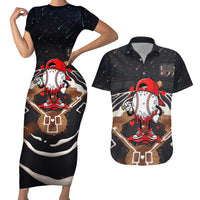 Baseball Drip Icecream Couples Matching Short Sleeve Bodycon Dress and Hawaiian Shirt Boy Valentine Day Melting Cream Pattern