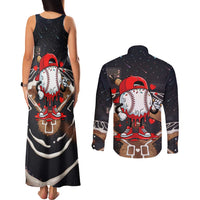 Baseball Drip Icecream Couples Matching Tank Maxi Dress and Long Sleeve Button Shirt Boy Valentine Day Melting Cream Pattern