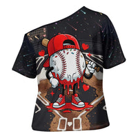 Baseball Drip Icecream Cross Shoulder Shirt Boy Valentine Day Melting Cream Pattern