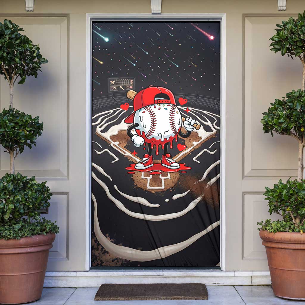 Baseball Drip Icecream Door Cover Boy Valentine Day Melting Cream Pattern