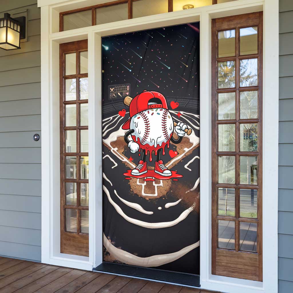 Baseball Drip Icecream Door Cover Boy Valentine Day Melting Cream Pattern