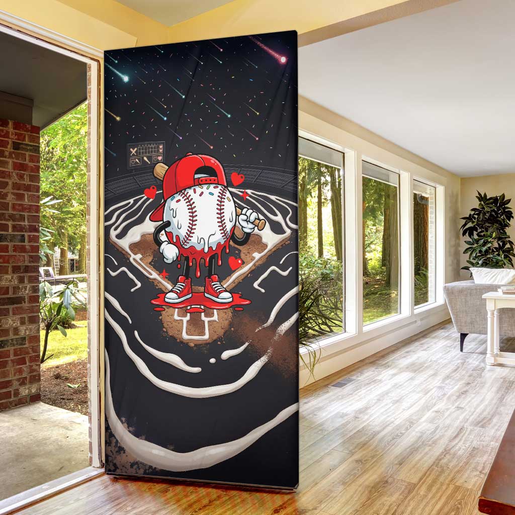 Baseball Drip Icecream Door Cover Boy Valentine Day Melting Cream Pattern