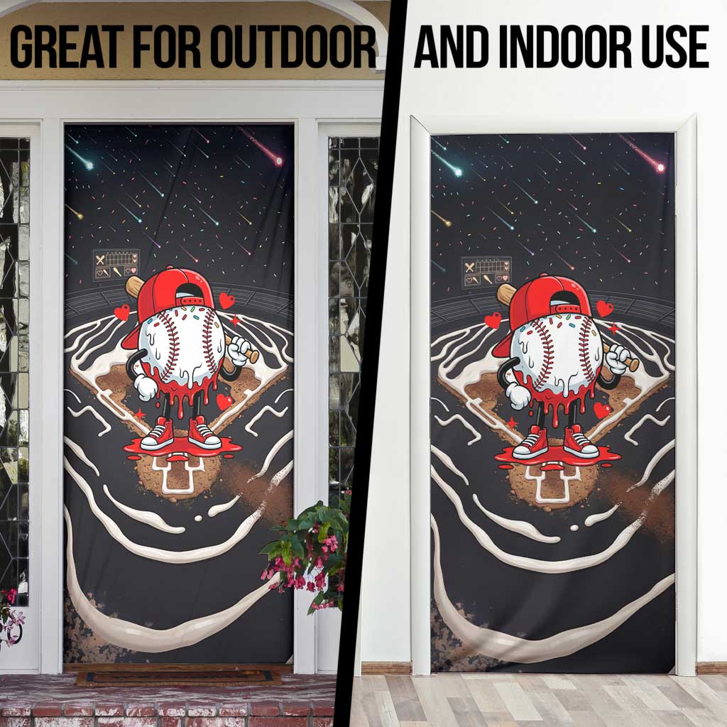 Baseball Drip Icecream Door Cover Boy Valentine Day Melting Cream Pattern