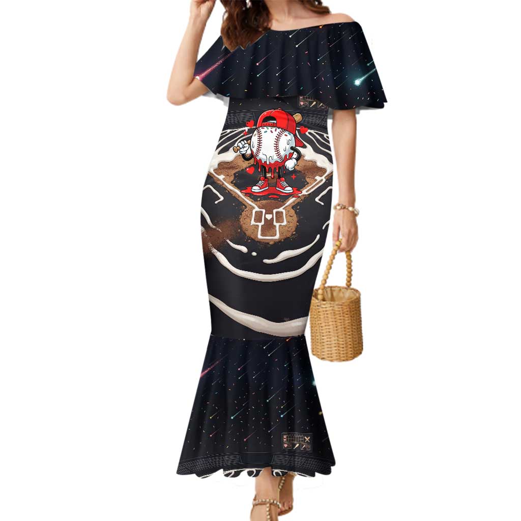 Baseball Drip Icecream Family Matching Mermaid Dress and Hawaiian Shirt Boy Valentine Day Melting Cream Pattern