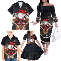 Baseball Drip Icecream Family Matching Off The Shoulder Long Sleeve Dress and Hawaiian Shirt Boy Valentine Day Melting Cream Pattern