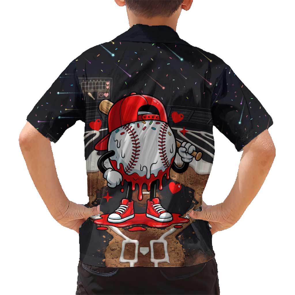 Baseball Drip Icecream Family Matching Off Shoulder Maxi Dress and Hawaiian Shirt Boy Valentine Day Melting Cream Pattern