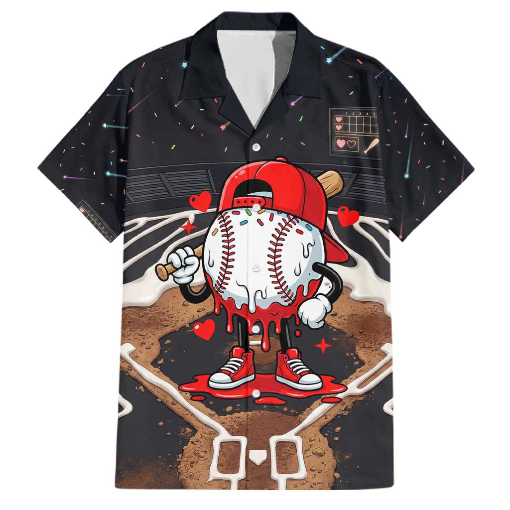 Baseball Drip Icecream Family Matching Off Shoulder Maxi Dress and Hawaiian Shirt Boy Valentine Day Melting Cream Pattern