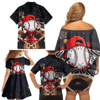 Baseball Drip Icecream Family Matching Off Shoulder Short Dress and Hawaiian Shirt Boy Valentine Day Melting Cream Pattern