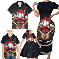 Baseball Drip Icecream Family Matching Short Sleeve Bodycon Dress and Hawaiian Shirt Boy Valentine Day Melting Cream Pattern