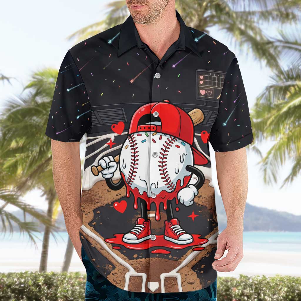 Baseball Drip Icecream Hawaiian Shirt Boy Valentine Day Melting Cream Pattern