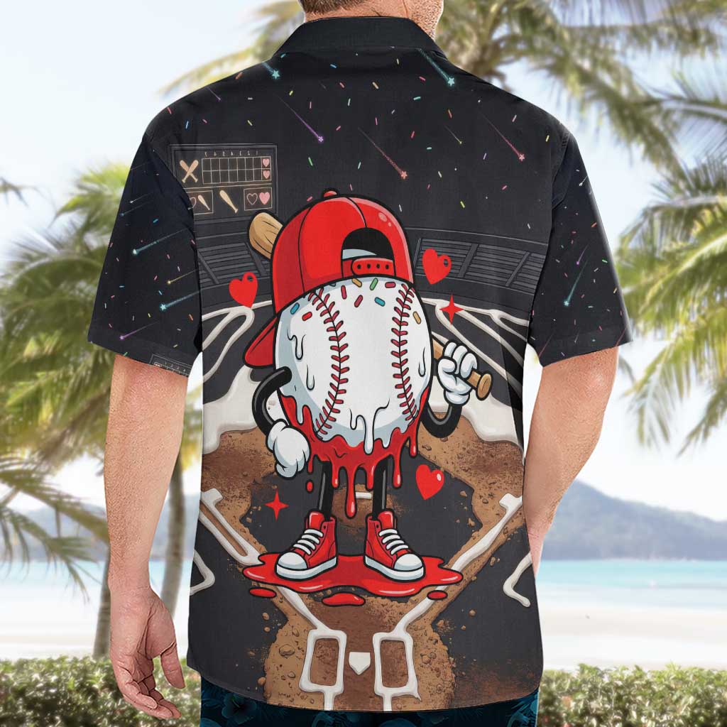 Baseball Drip Icecream Hawaiian Shirt Boy Valentine Day Melting Cream Pattern