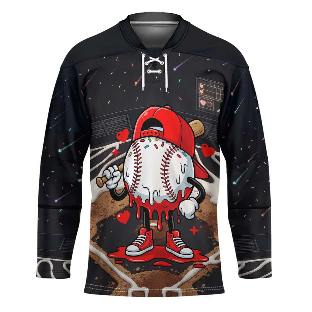 Baseball Drip Icecream Hockey Jersey Boy Valentine Day Melting Cream Pattern