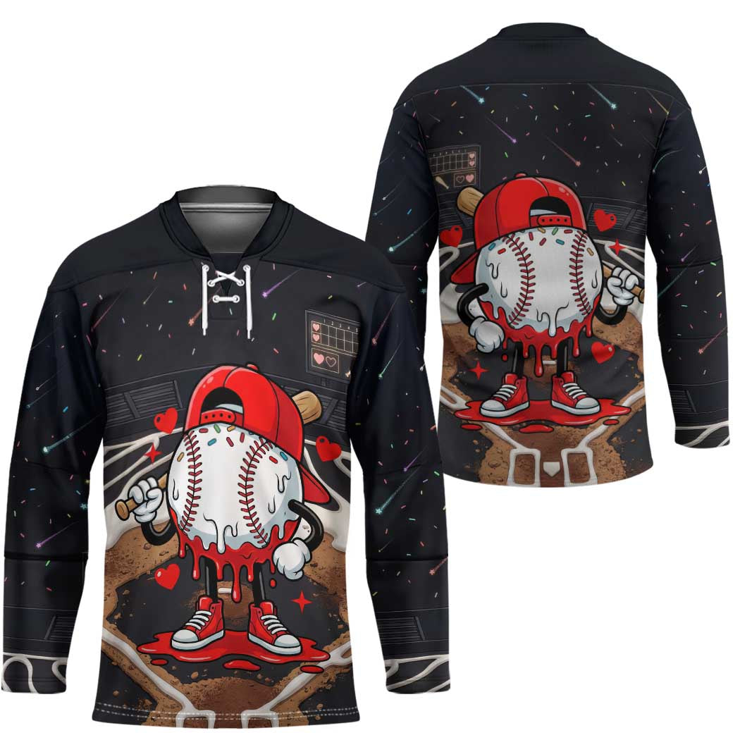 Baseball Drip Icecream Hockey Jersey Boy Valentine Day Melting Cream Pattern